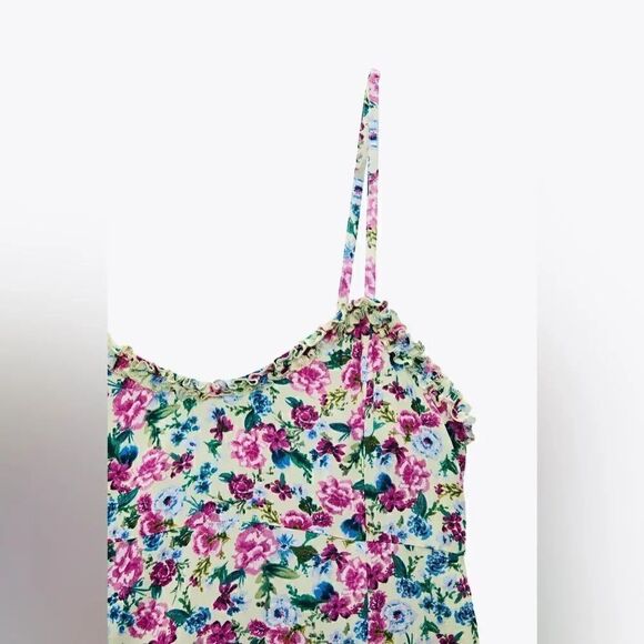 ZARA FLORAL PRINTED MIDI DRESS - Picture 13 of 13